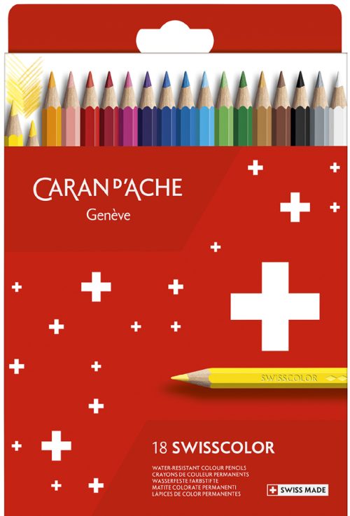CARAN D'ACHE Crayons de couleur Swisscolor,étui carton de 18