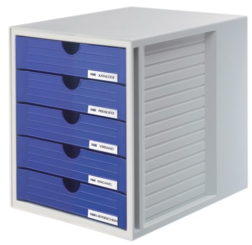 HAN Module de classement SYSTEMBOX, 5 tiroirs, gris/bleu