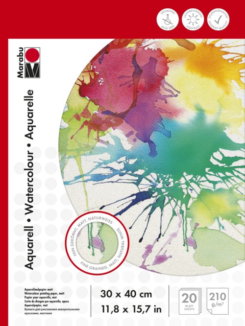 Marabu Bloc Aquarelle , 300 x 400 mm, 210 g/m2, 20 feuilles