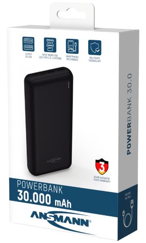 ANSMANN Powerbank PB212, 30.000 mAh, noir