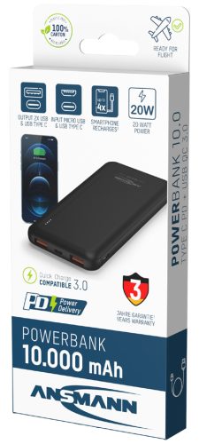 ANSMANN Powerbank PB320PD, 10.000 mAh, noir