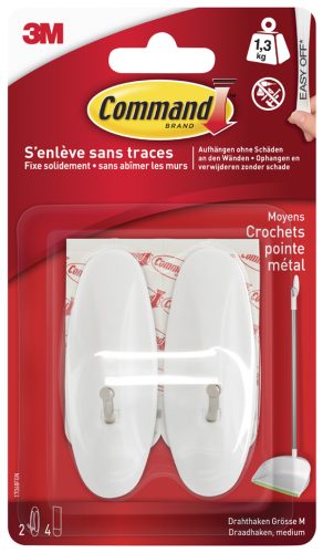 3M Command Crochet avec pointe en métal, blanc, taille: M