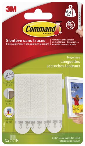 3M Command Languettes de fixation, taille: M, blanc