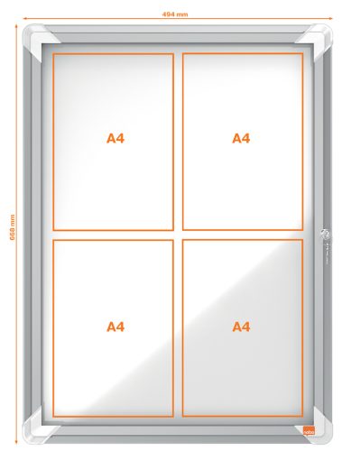 nobo Vitrine d'affichage Premium Plus, fond en métal, 8x A4