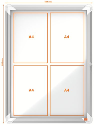 nobo Vitrine d'affichage Premium Plus, fond en métal, 6x A4