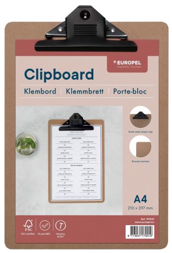 EUROPEL Porte-menu à pince, A4 paysage, naturel