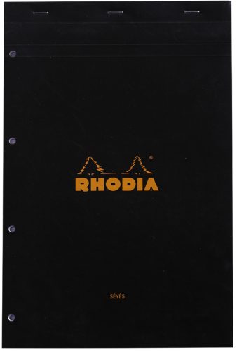 RHODIA Bloc agrafé No. 20, format A4+, Seyès, noir