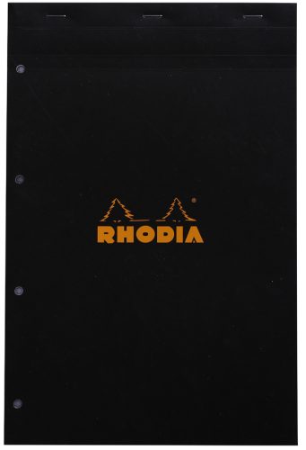 RHODIA Bloc agrafé No. 20, format A4+, quadrillé 5x5, noir