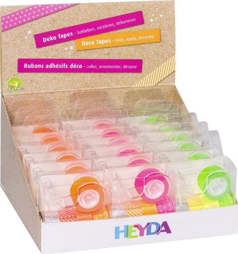 HEYDA Mini ruban adhésif déco 'Accents fluo', présentoir