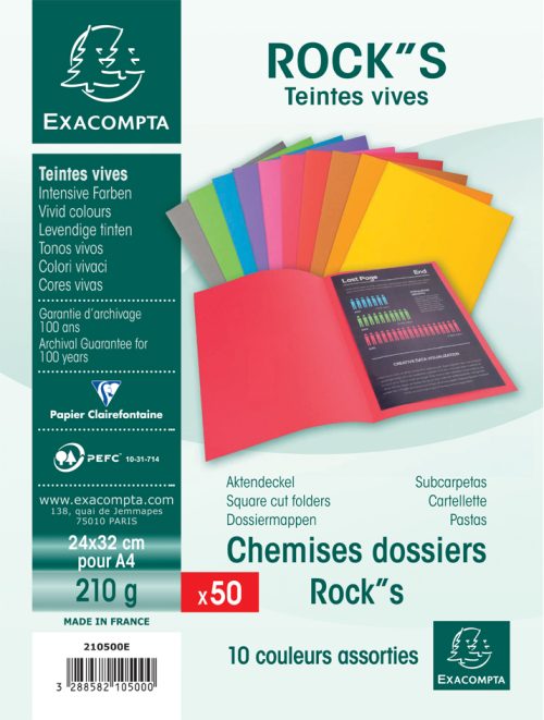 EXACOMPTA Lot chemises et sous-chemises ROCK'S, assorties