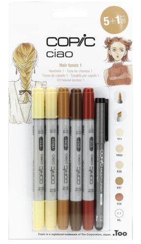 COPIC Marqueur ciao, kit de 5+1 'Hair Tones 1'