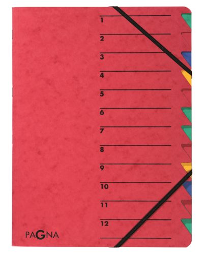 PAGNA trieur 'EASY', A4, carton, 12 compartiments, rouge