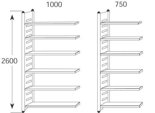 kerkmann Rayonnage 'M2', 6 tablettes, (L)750 x (H)2.600 mm