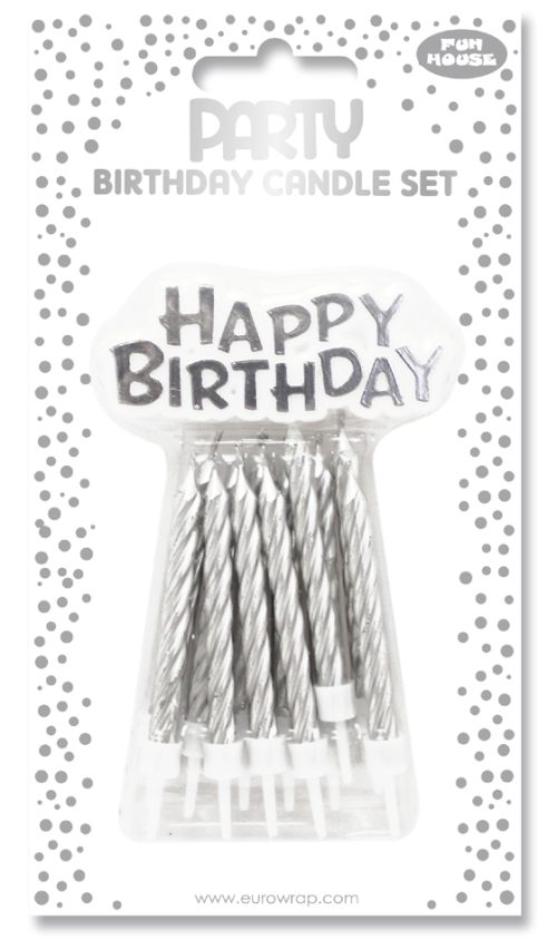 Clairefontaine Bougie d'anniversaire Happy Birthday, argent