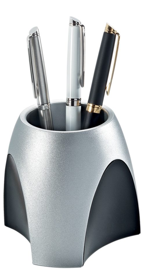 HAN Pot à crayons DELTA Silber Edition, argent/noir