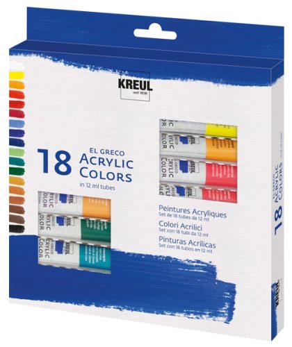 KREUL Peinture acrylique el greco, 12ml, set de 18