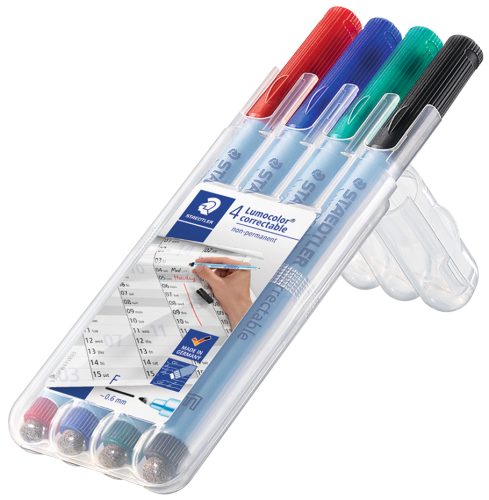 STAEDTLER Marqueur correctable 305F Lumocolor, étui de 4