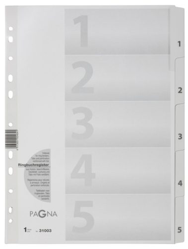 PAGNA Intercalaires, carton, chiffres 1 - 5, A4, 5 touches