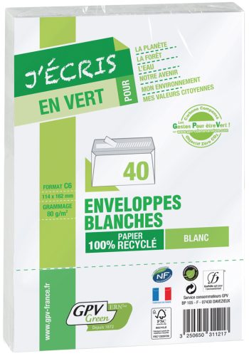 GPV Enveloppes ERAPure, C6, 114 x 162 mm, sans fenêtre