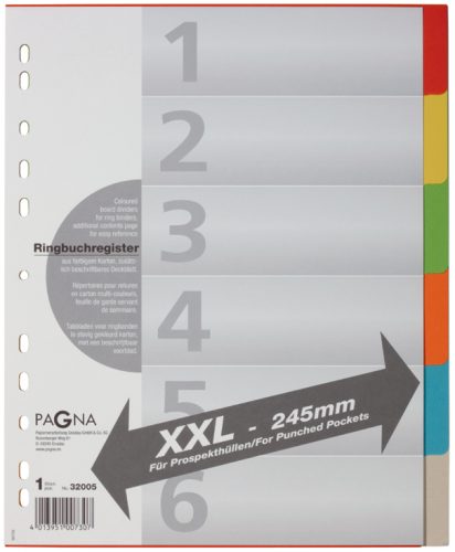 PAGNA Intercalaires en carton, A4, 6 touches, extra large