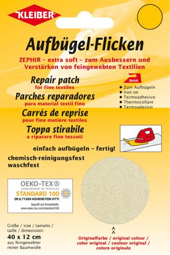 KLEIBER Patch thermocollant Zephir, 400 x 120 mm, crème