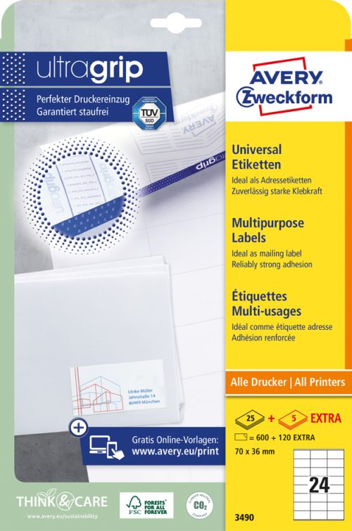 AVERY Zweckform Etiquette universelle, 48,5 x 25,4 mm, blanc