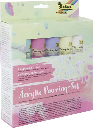 folia Kit de peinture acrylique pour pouring 'PASTEL', 5+1