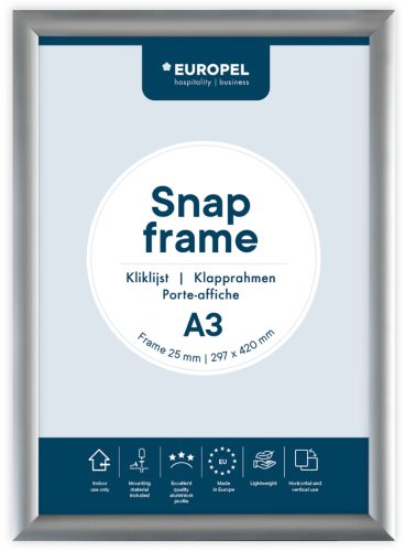 EUROPEL Cadre porte-affiche premium, A3, 25 mm, argent