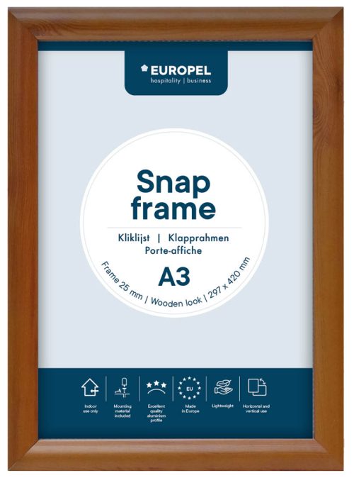 EUROPEL Cadre porte-affiche premium, A4, 25 mm, aspect bois