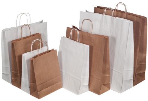 Smartboxpro Sac en papier, poignée cordelette, 10 L, blanc