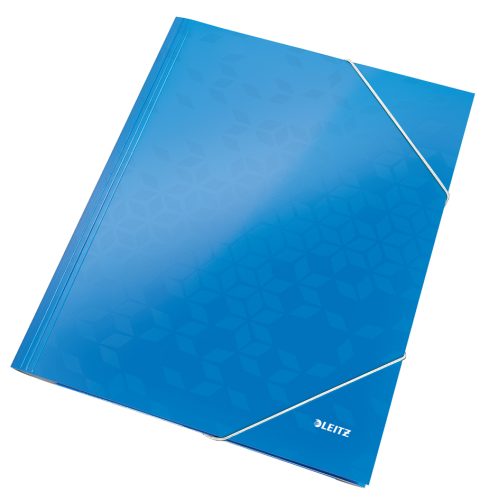 LEITZ Chemise à élastique WOW, format A4, carton, bleu glacé