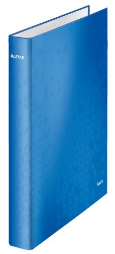 LEITZ Classeur à anneaux WOW, A4+, carton dur, bleu métal