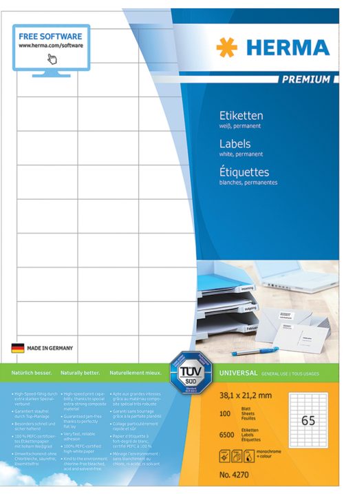 HERMA Etiquette universelle PREMIUM, 70 x 29,7 mm, blanc