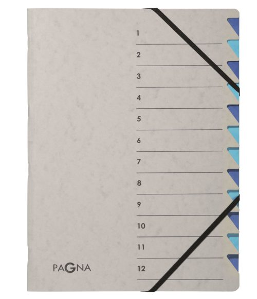 PAGNA Trieur 'Easy Grey', A4, 12 compartiments, gris / bleu