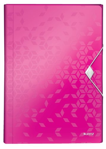 LEITZ Trieur ménager WOW, A4, PP, 6 compartiments, rose