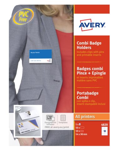 AVERY Porte-badge avec pince combi, 90 x 54 mm