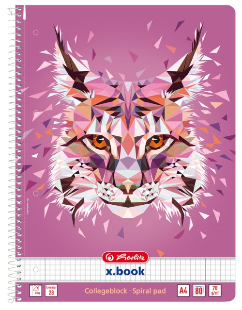 Herlitz Cahier à spirales Wild animals 'Lynx', A4, quadrillé