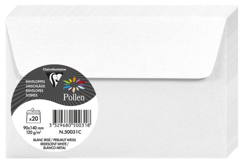 Pollen by Clairefontaine Enveloppes 90 x 140 mm, blanc irisé