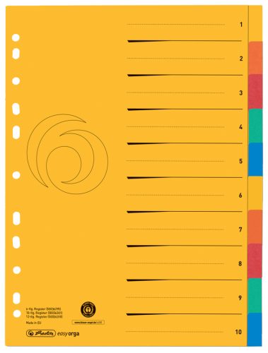 herlitz Intercalaire carton, A4 extra large, 10 touches, uni