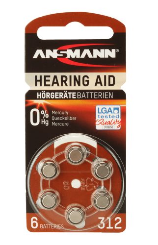ANSMANN Pile bouton zinc-air 312 (PR-41), blister de 6