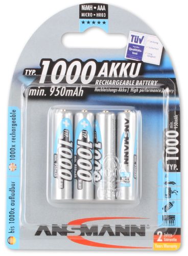 ANSMANN Pile rechargeable NiMH Premium, Micro AAA, 1.100 mAh