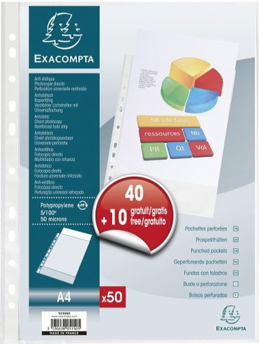 EXACOMPTA Pochette perforée, pack promo 40+10 GRATUITS, A4