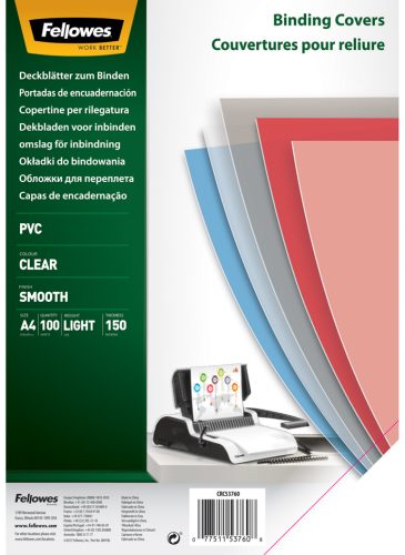 Fellowes Couverture, A4, PVC, 0,15 mm, transparente