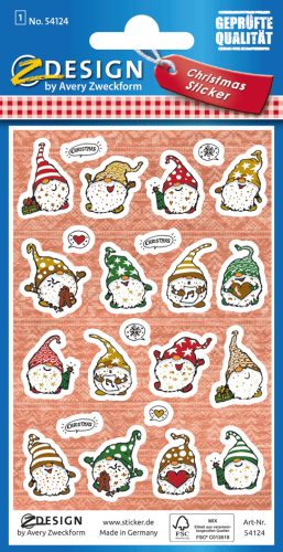 AVERY Zweckform ZDesign Stickers de Noël 'Adorables lutins'