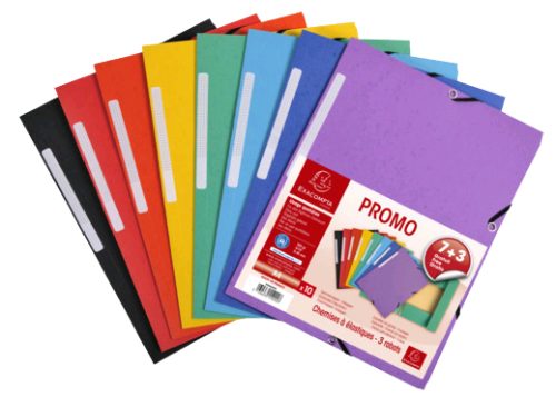 EXACOMPTA Chemise à élastiques Pack Promo 7+3, A4, assorti