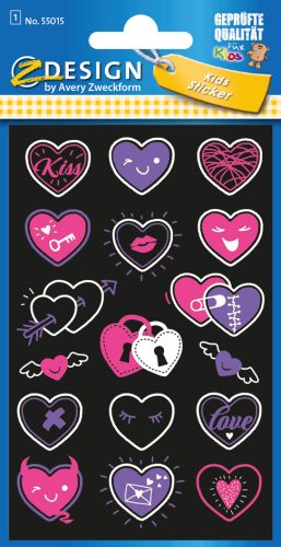 AVERY Zweckform ZDesign Sticker fluo KIDS 'Coeurs'