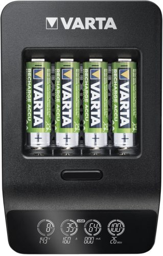 VARTA Chargeur LCD Smart Charger+, avec 4x piles Mignon AA