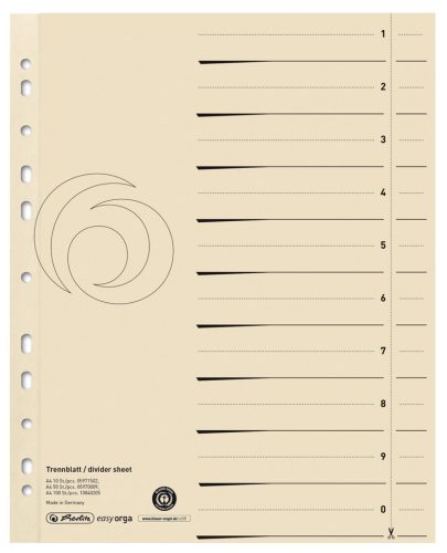 herlitz Intercalaires, A4 extra large, en carte lustrée