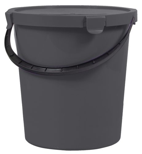 plast team Seau à cueillette avec couvercle, 5 L, gris foncé