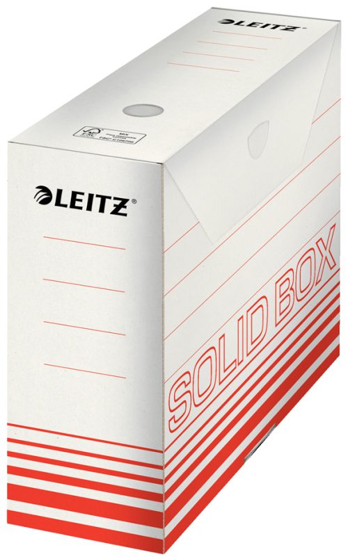 LEITZ Boîte à archives Solid, (L)100 mm, blanc/rouge clair